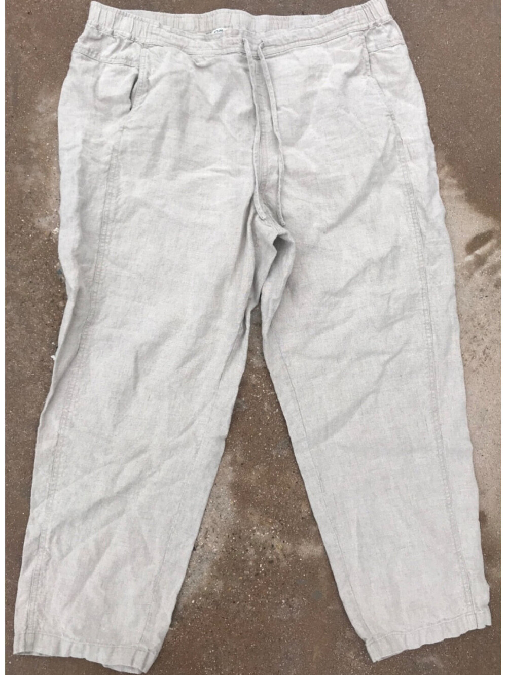 Orvis XL Natural Ecru Wheat 100% Linen Beach Bohemian Art to Wear Ocean Pants